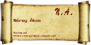 Nérey Ákos névjegykártya